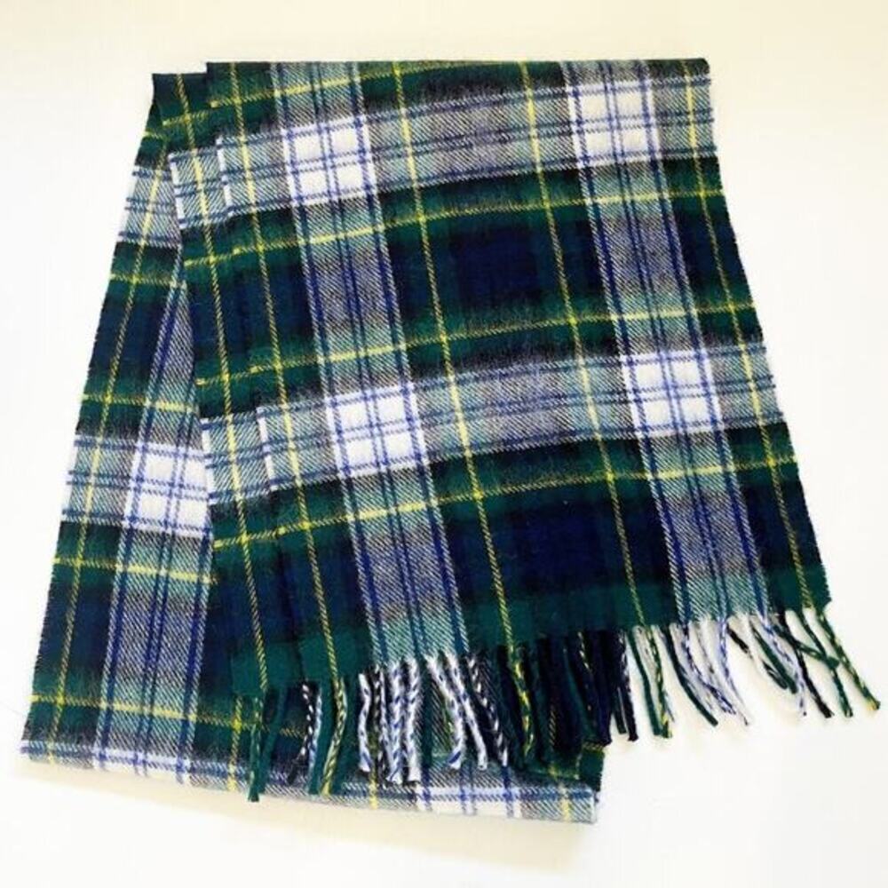 Peter Macarthur &‎ Co Scarf 66x12 Lambswool Plaid Green Scarf Woven Ireland